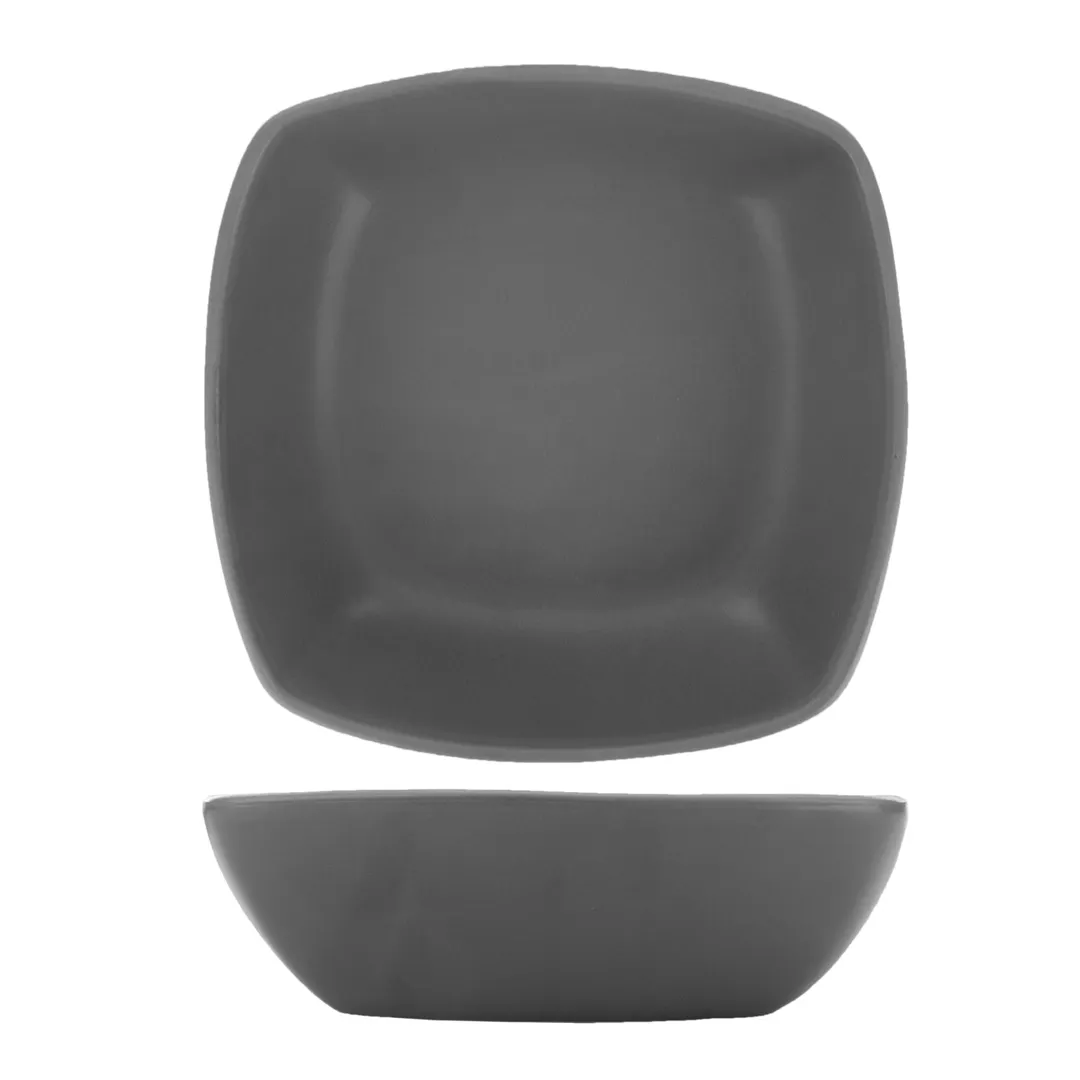 International Tableware QP-33-MG - Square 7" Grey Porcelain Bowl, 28 oz, Microwave Safe - 1 Dozen