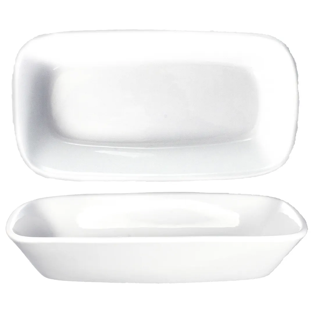 International Tableware QP-84 14oz Rectangular Porcelain China Bowl, White, Microwave Safe - 1 Dozen