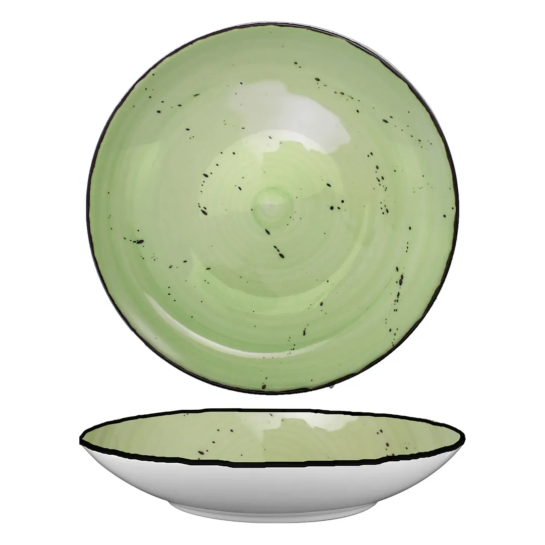 International Tableware RT-107-LI - 7" Pasta Bowl, 14.5oz, Ceramic, Lime, Microwave Safe - 1 Dozen