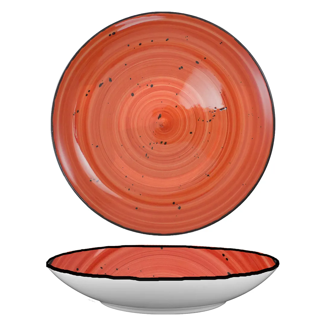 International Tableware RT-107-RU - 7" Round Pasta Bowl, 14.5oz, Ceramic Ruby, 1 Dozen