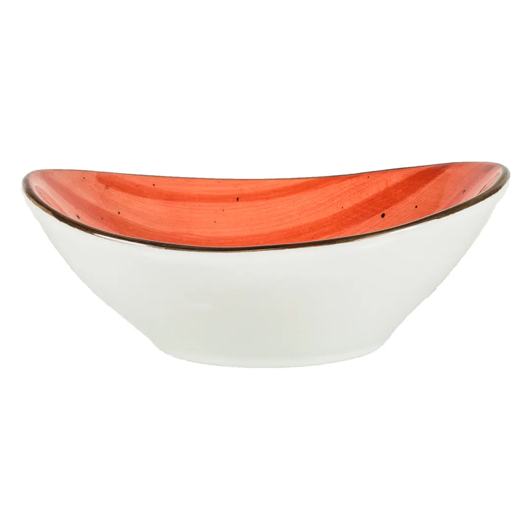International Tableware RT-15-RU - Ruby Ceramic Oval Bowl, 3 oz (4"), Microwave Safe - 1 Dozen