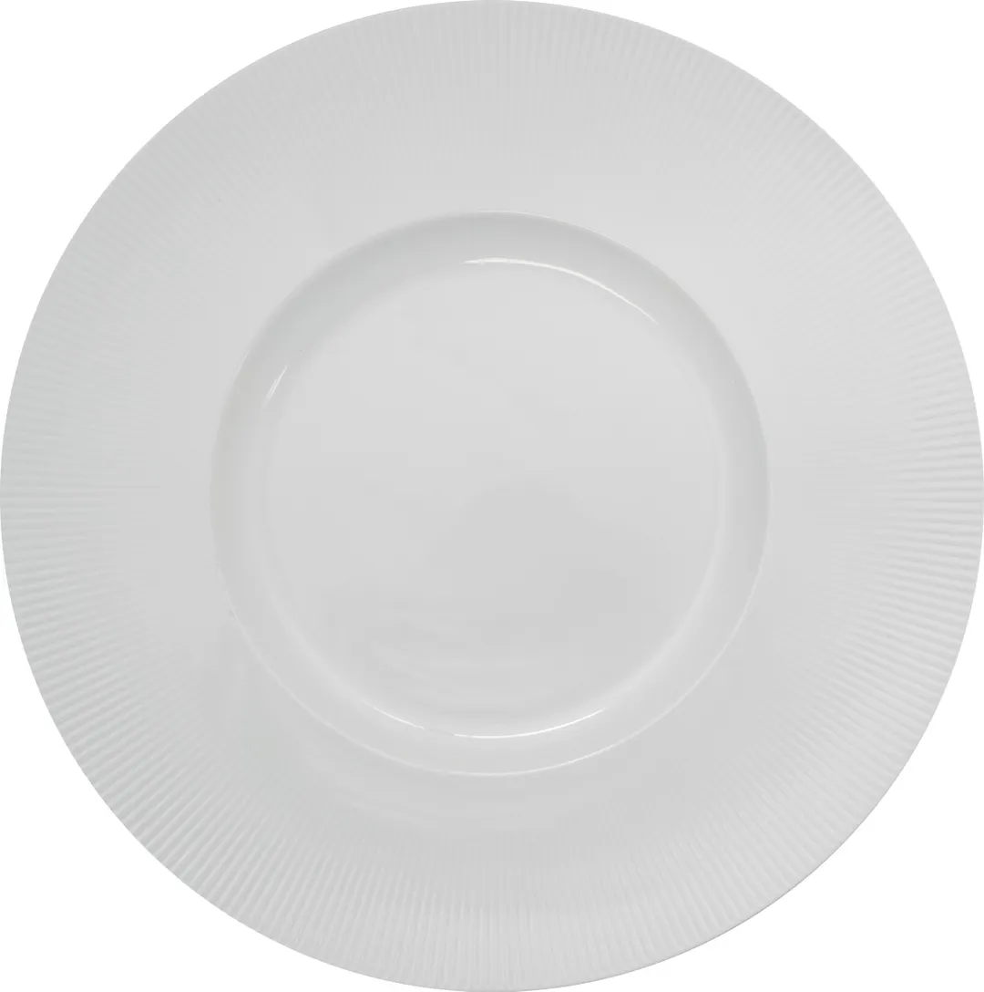 International Tableware SB-210 China Plate, 12" Round Porcelain, Bright White Rim - 12/Case