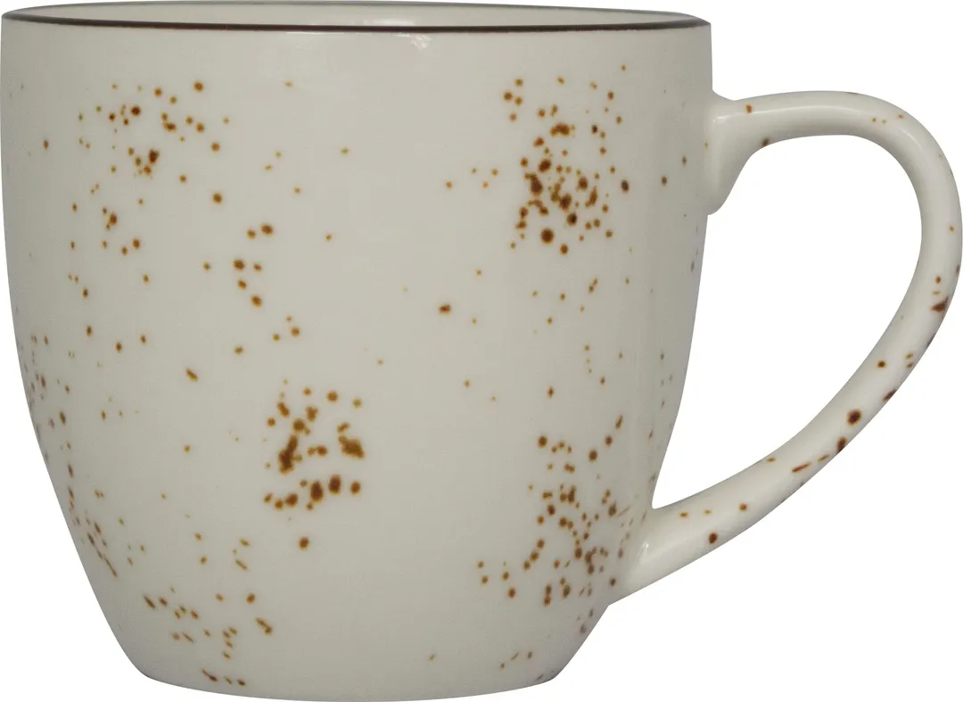 International Tableware SH-57-CR - 10.5 oz Ceramic Cup, 3‑5/8" x 3‑1/4", Dark Brown Trim - 1 Dozen