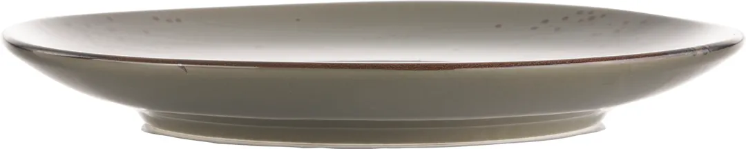 International Tableware SH-77-GS China Plate, 7" Round Stoneware, with Dark Brown Trim - 1 Dozen