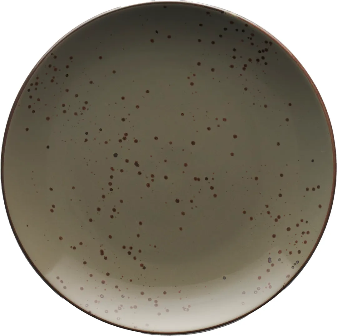 International Tableware SH-77-GS China Plate, 7" Round Stoneware, with Dark Brown Trim - 1 Dozen