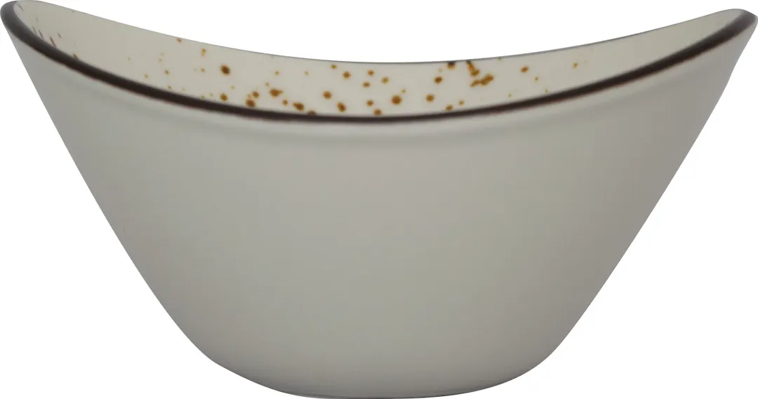 International Tableware SH-910-CR - Oval 5" Bowl, 7 oz, Dark Brown Trim, Glaze Finish - 1 Dozen
