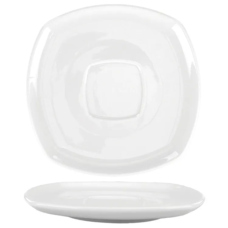 International Tableware SP-2 Square Porcelain Saucer 6.25" White Oven Dishwasher Safe - 1 Dozen