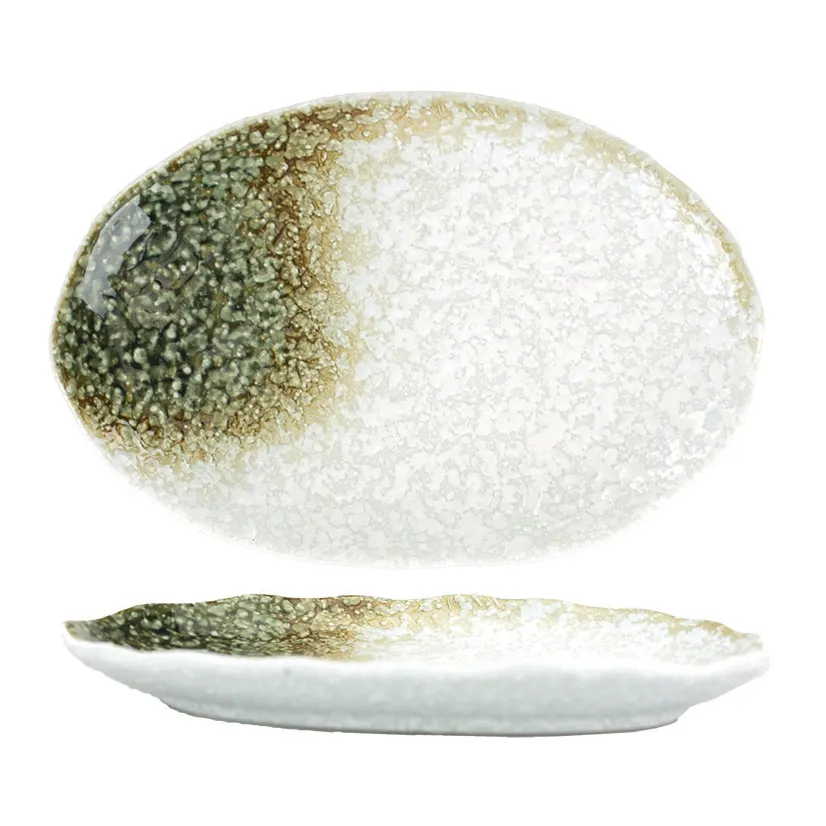 International Tableware ST-7 - Oval Stoneware China Plate, 7" x 4½" Deep, Microwave Safe - 1 Dozen