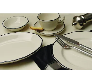 International Tableware SY-105 - 20 oz 10" Pasta Bowl, White Black Band, Microwave Safe - 1 Dozen