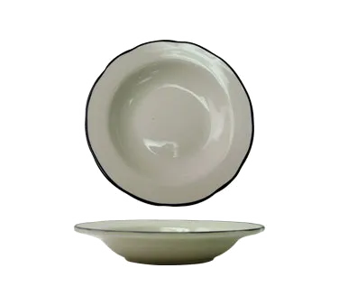 International Tableware SY-105 - 20 oz 10" Pasta Bowl, White Black Band, Microwave Safe - 1 Dozen