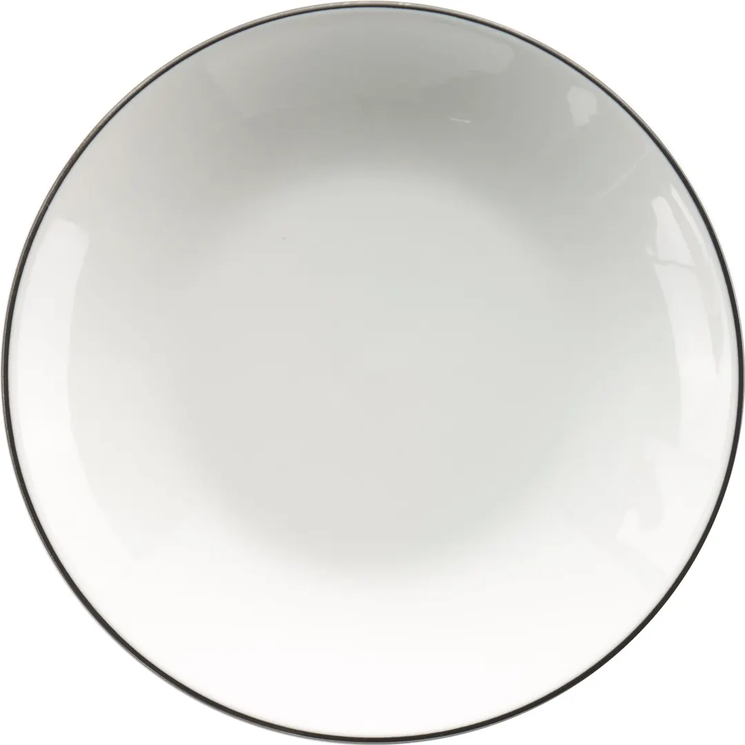 International Tableware TB-108-BL - 22oz Pasta Bowl, 8" x 1.5" Porcelain, White/Black, Bistro - 1 Dozen