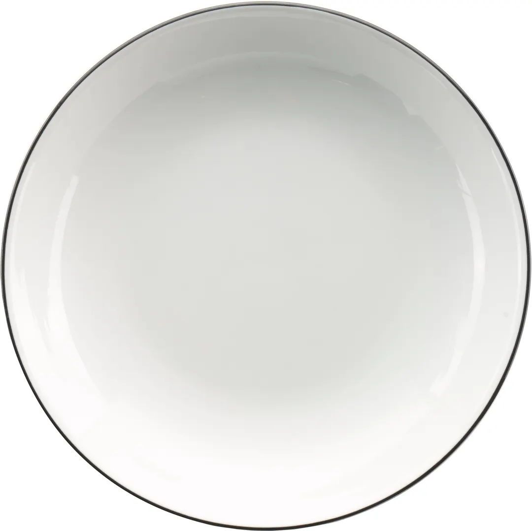 International Tableware TB-110-BL - 40oz White/Black Porcelain Pasta Bowl, 10" Diameter - 1 Dozen