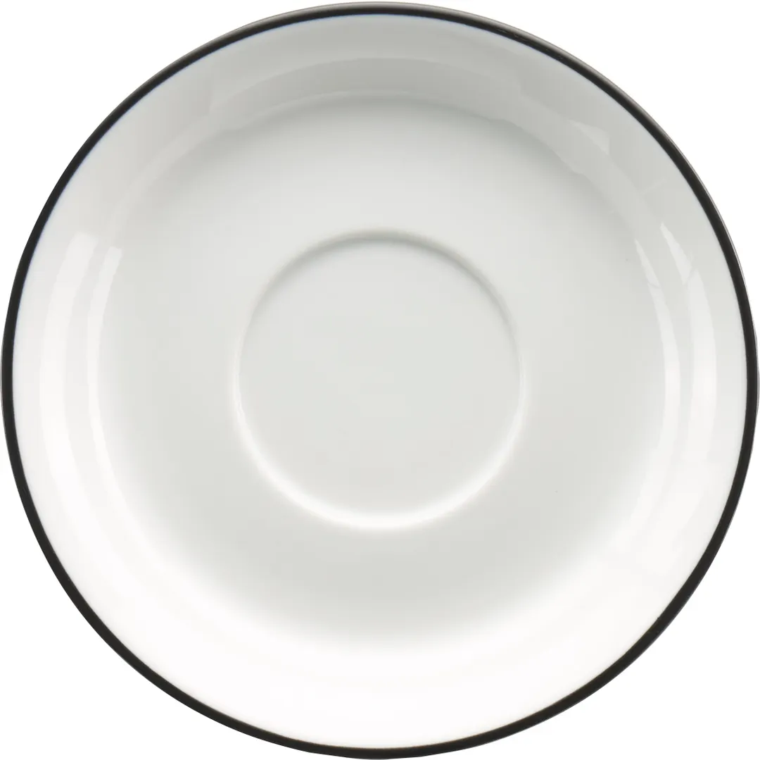 International Tableware TB-2-BL - Round 6.125" Porcelain Saucer, Black Underglaze, Bistro - 1 Dozen