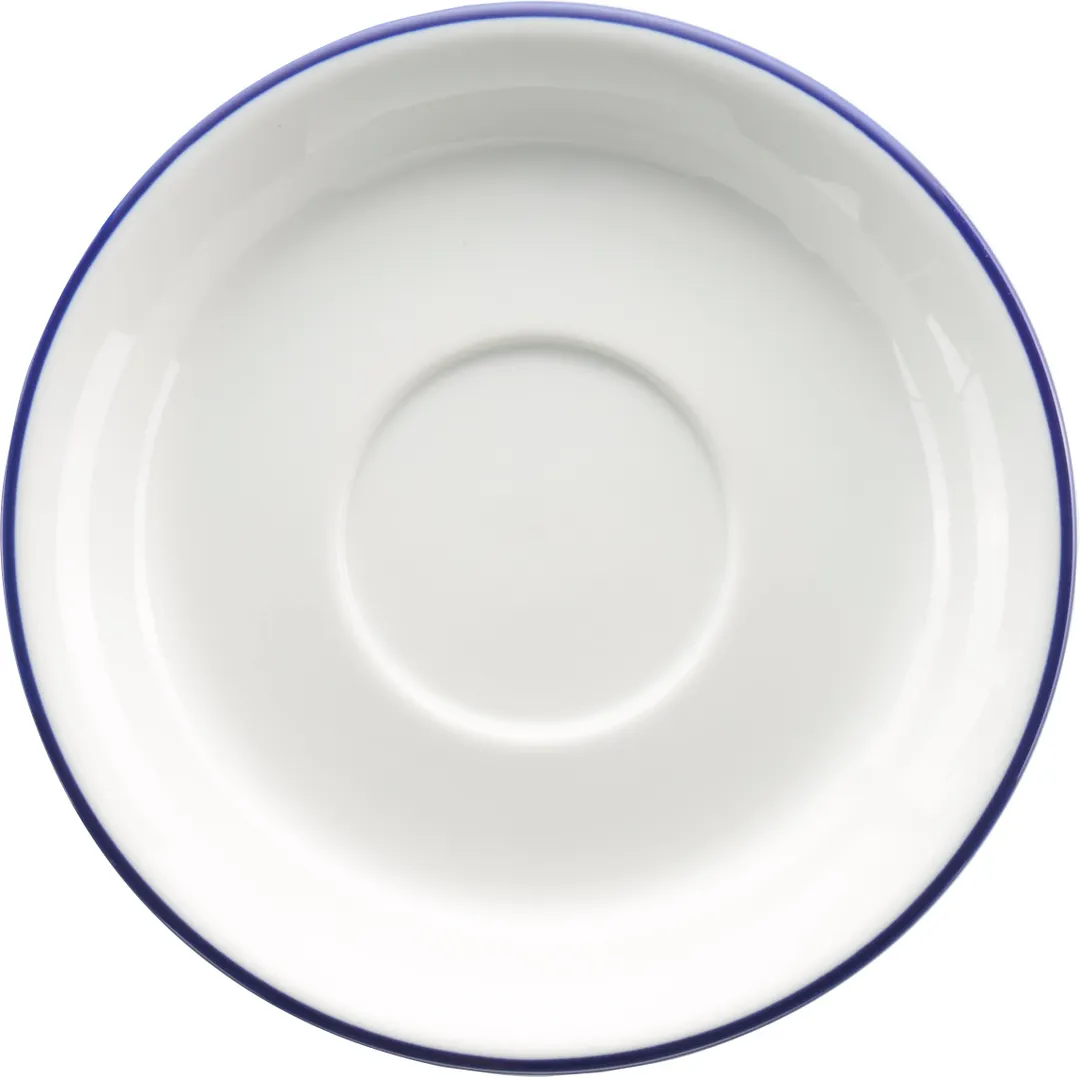 International Tableware TB-2-CB – Round 6‑1/8" Porcelain Saucer, White with Blue Underglaze - 1 Dozen