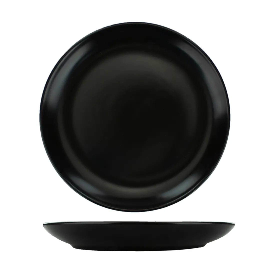 International Tableware TN-307-MB China Plate, 7-7/8" Round Coupe, Matte Black Porcelain, 1 Dozen