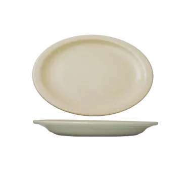 International Tableware VA-48 China Platter, 12" x 10" Oval Ceramic White Rim, Safe - 1 Dozen