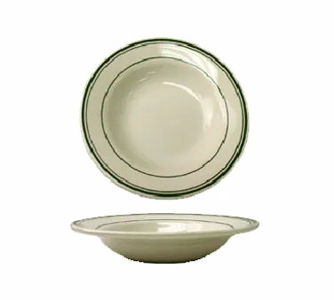 International Tableware VE-120 - 12" Pasta Bowl, 18 oz, White Green Band, Microwave Safe - 1 Dozen