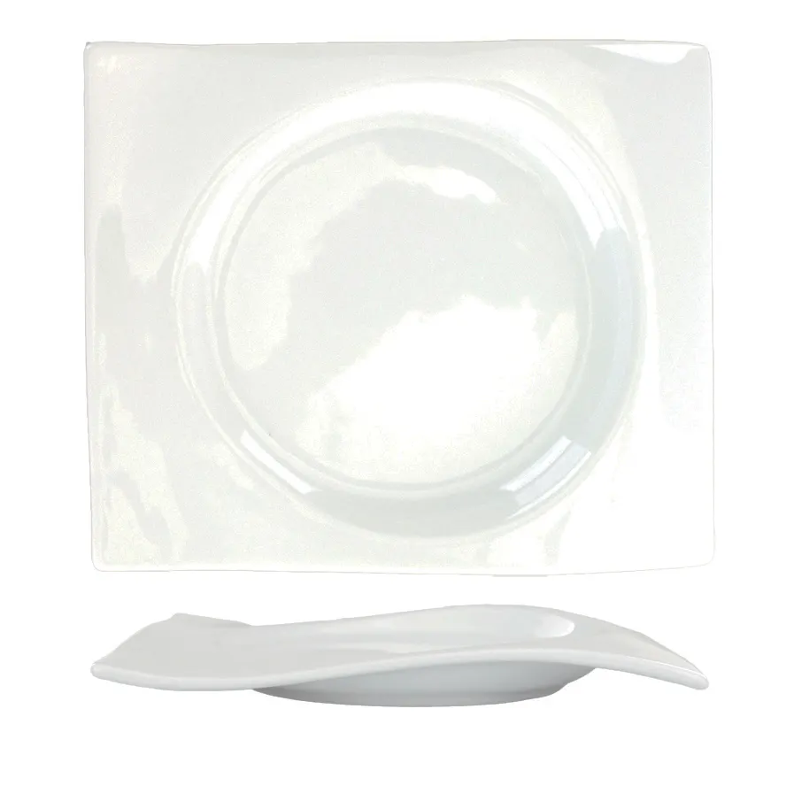 International Tableware VL-77 China Plate, 7-1/2" Square Porcelain White, Dishwasher Safe - 1 Dozen