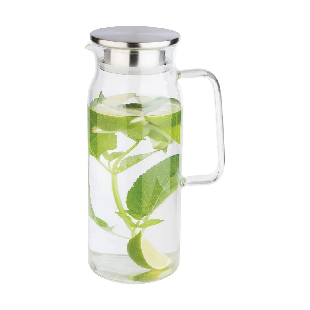 APS Germany APS 10792 - 50.75 Oz Decanter Carafe, 4"Lx5.6"Wx10.3"H, Metal Lid with Strainer - 1/Case