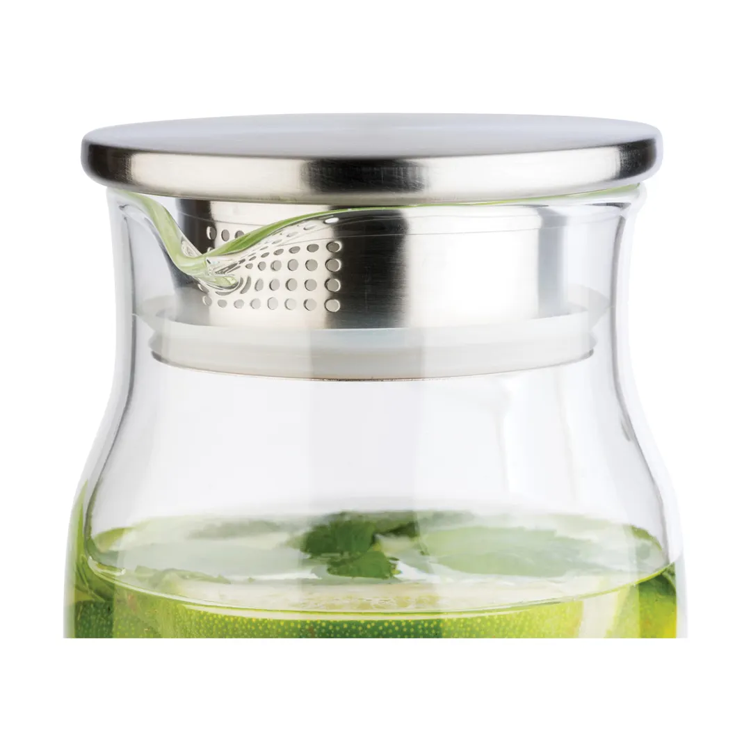 APS Germany APS 10792 - 50.75 Oz Decanter Carafe, 4"Lx5.6"Wx10.3"H, Metal Lid with Strainer - 1/Case