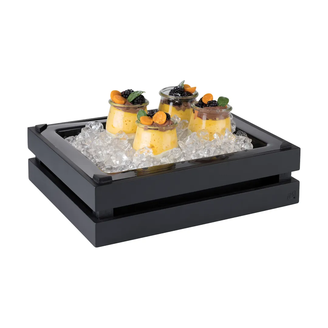 APS Germany APS 11617 - GN 1/2 Food Pan, 12-7/8"L x10-1/2"W x3-3/8"H, Black, Locking - 1/Case