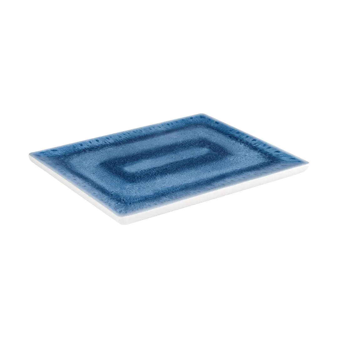 APS Germany APS 84671 - Serving Tray, 12-7/8" x 10-1/2" x 7/8", Blue Ocean Melamine, Feet - 6/Case