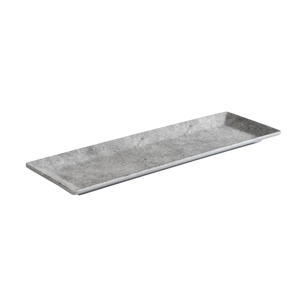APS Germany APS 84824 - Melamine Serving Tray, 12" x 4" Concrete Pattern, Stackable Safe - 6/Case
