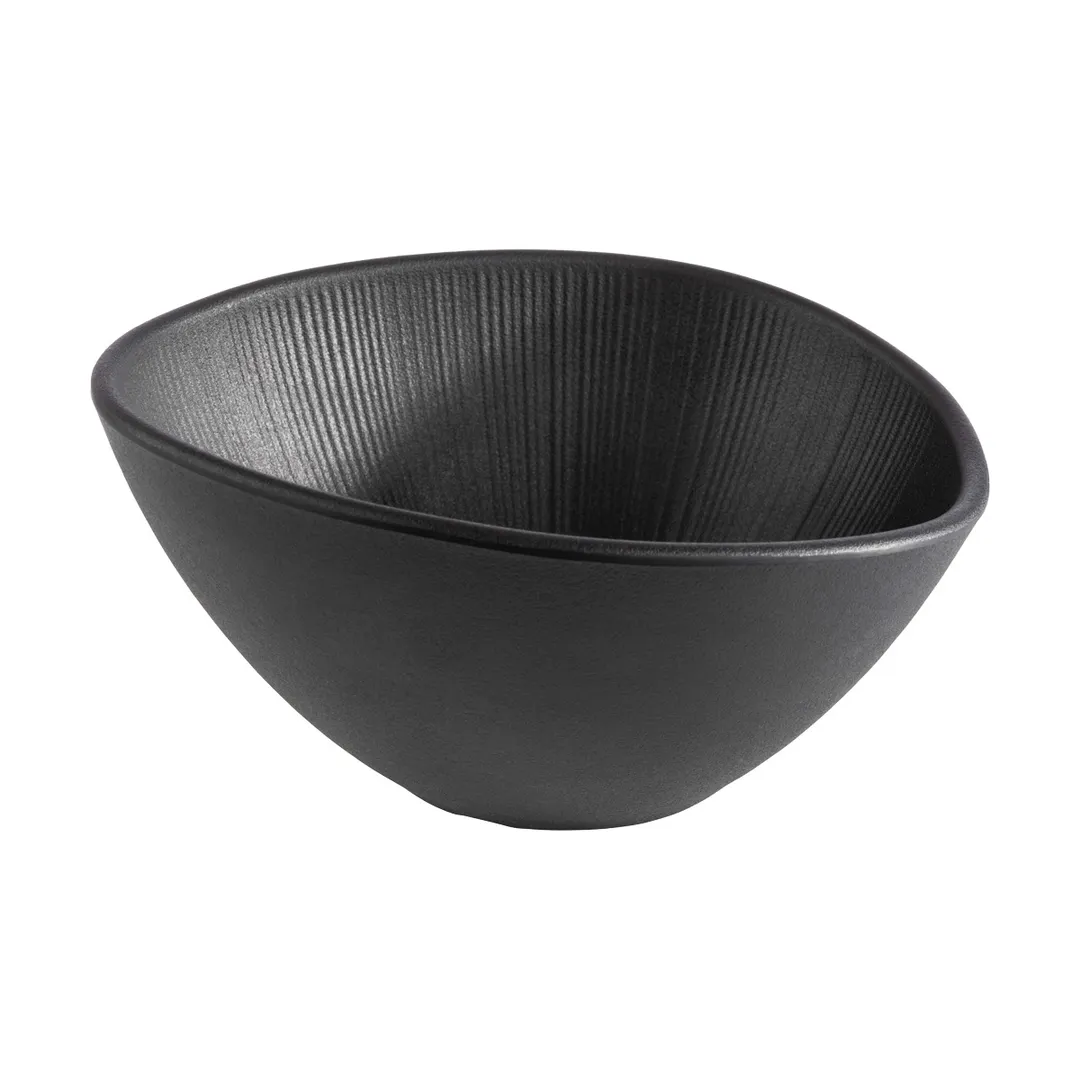 APS Germany APS 85093 - Black Melamine Bowl, 16.9 oz 0.5 qt, 7.5"L x 6.5"W x 3.5"H - 6/Case