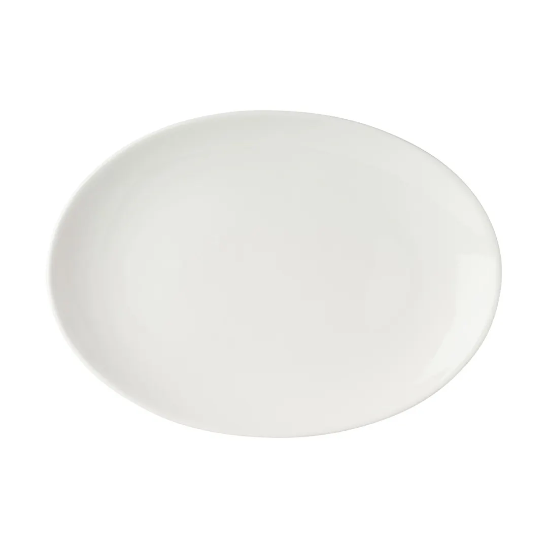 Mikasa 5292229 Bistro Blanc China Platter, 14"W Oval, Porcelain, Dishwasher Safe