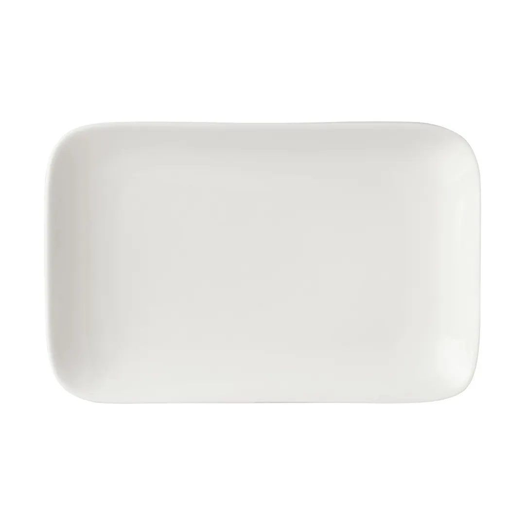 Mikasa 5292242 BISTRO Rectangular Platter, 8.19" W x 5" D x 0.91" H, White Porcelain, Rolled Edge