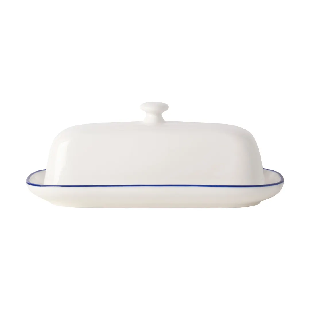 Mikasa 5297193 Bistro Butter Dish, 8-3/5"W, Vitrified Porcelain, Blue, With Cover