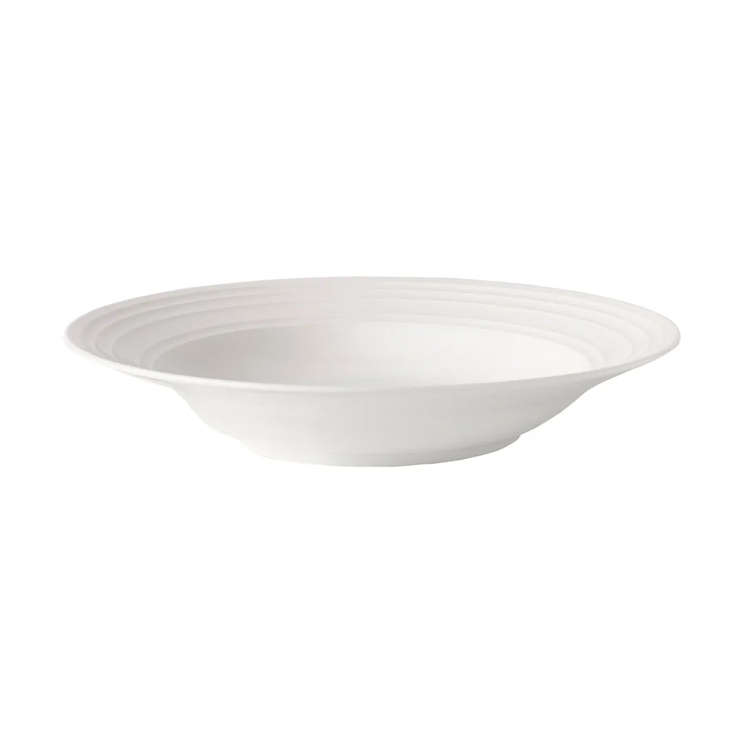 Mikasa 5308893 Melinda Round Plate, 9" Deep Rim, White Bone China Dinnerware, 26.7 oz