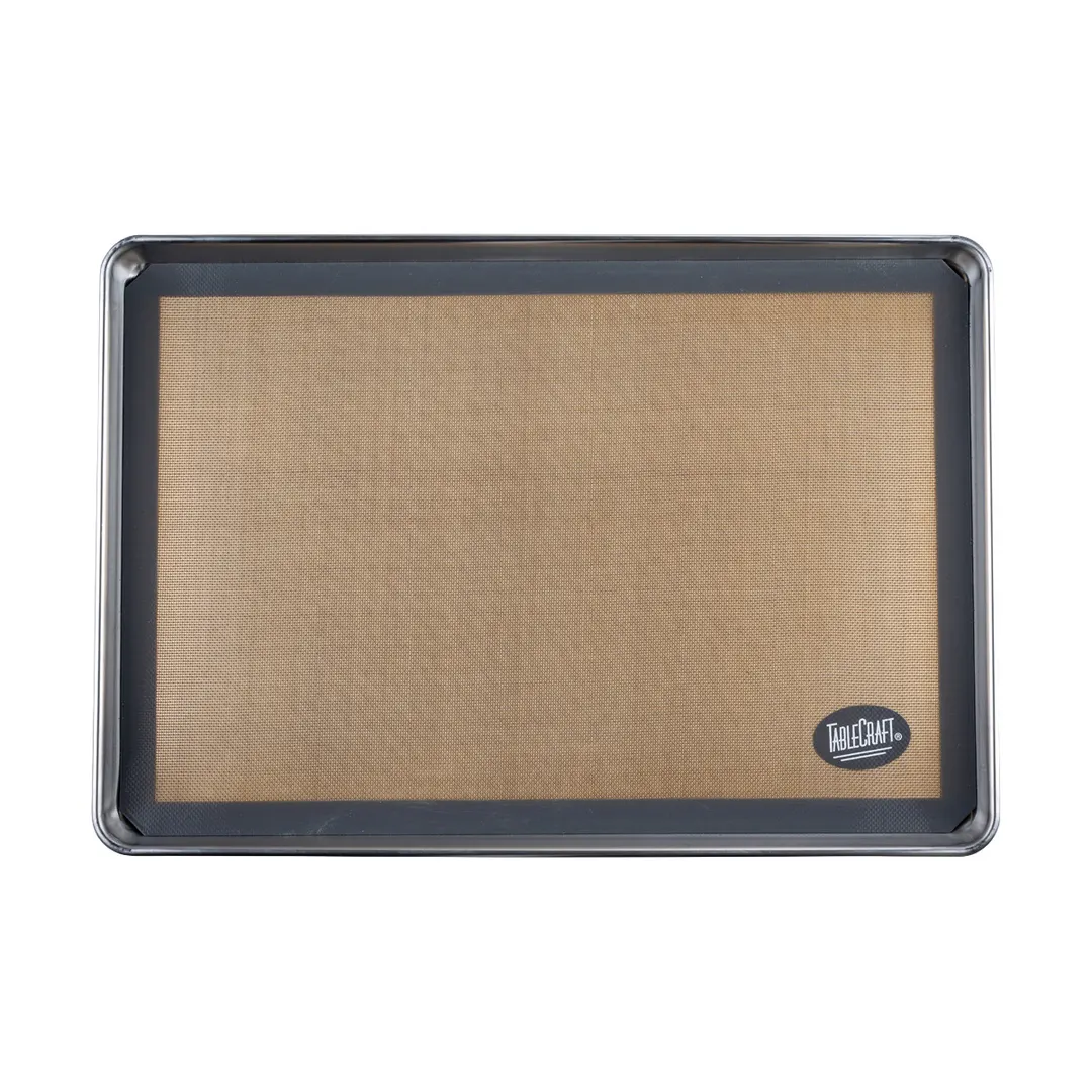 TableCraft Products 12493 Reusable Baking Mat, 24.5" x 16.5" Silicone, Tan, Cash & Carry