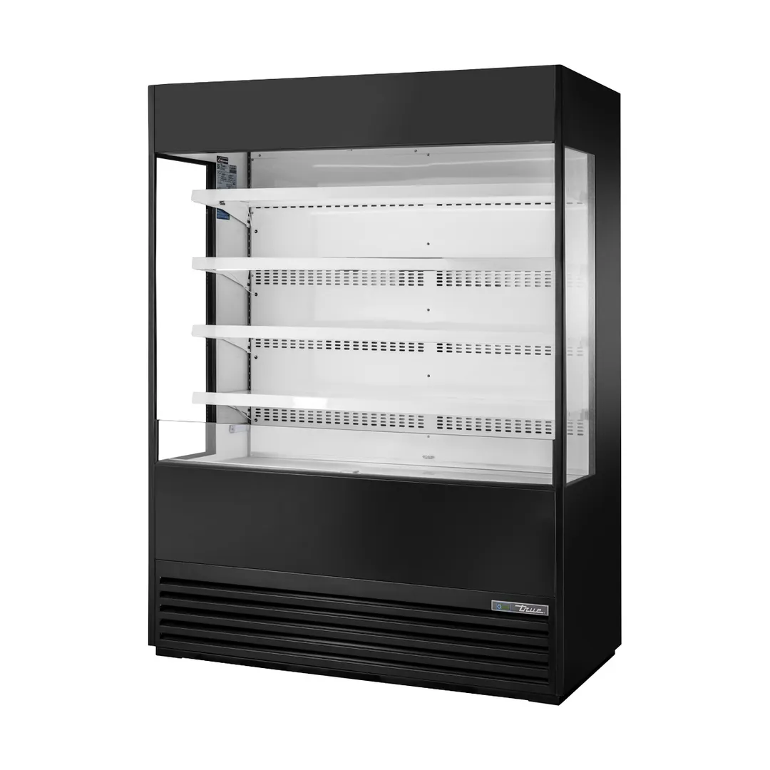 True TOAM-60GS-HC~NSL01 60" Vertical Open Air Merchandiser in Black, Self-Contained, 4 Shelves
