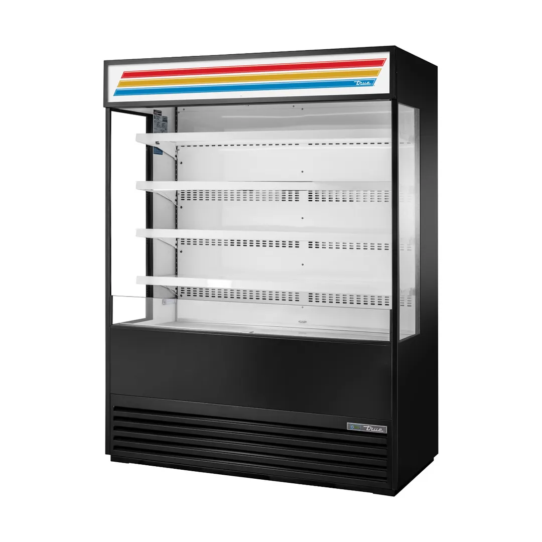 True TOAM-60GS-HC~TSL01 60" Vertical Open Air Merchandiser in Black, Self-Contained, 4 Shelves