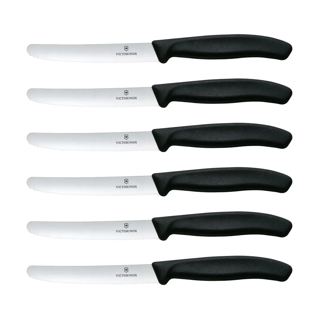 Victorinox 6.7833-X8 - 6-Piece Steak Set, Round Tip Fork and Serrated Knife, Steel, NSF