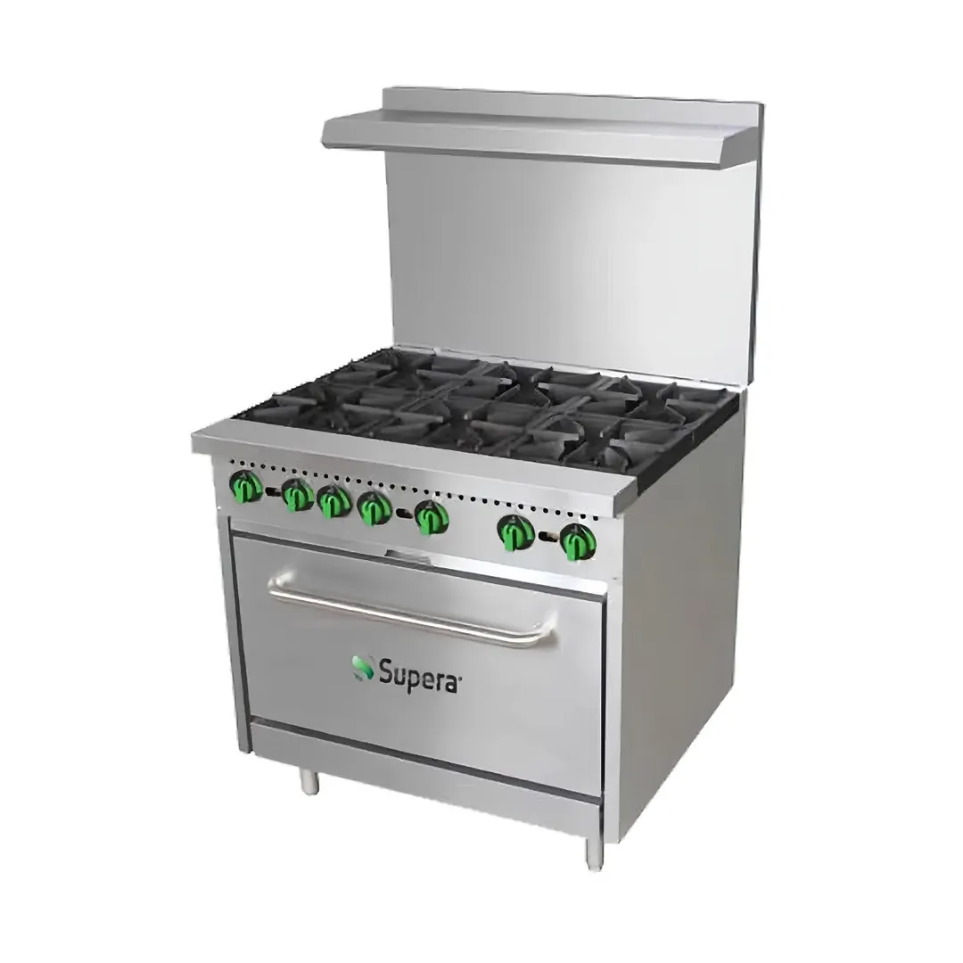 Supera PR6-N 36" Commercial Gas Range with 6 Burners & 1 Oven, Natural Gas - 210,000 BTU