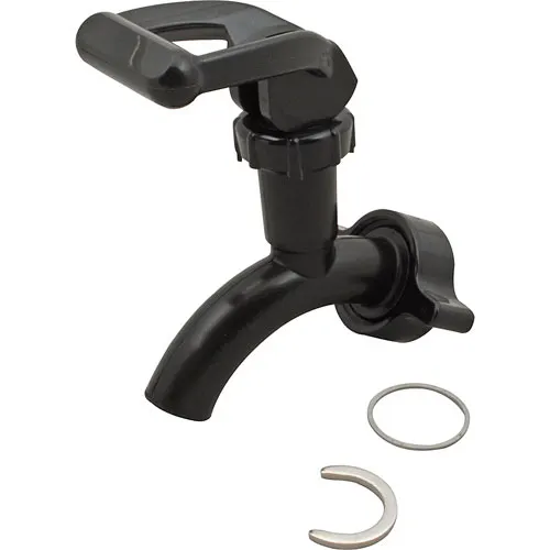 AllPoints 1901406 Pinch Faucet, Black Plastic Spigot with Wing Nut and Washers, 1/4" Thread