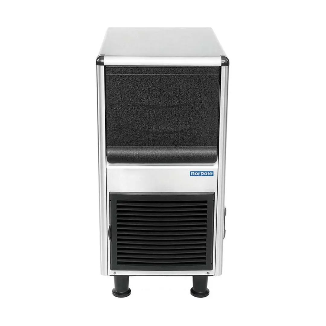 Norpole NPCIM90B 15" Air Cooled Full Cube 90 lb Undercounter Ice Machine with 33 lb Bin
