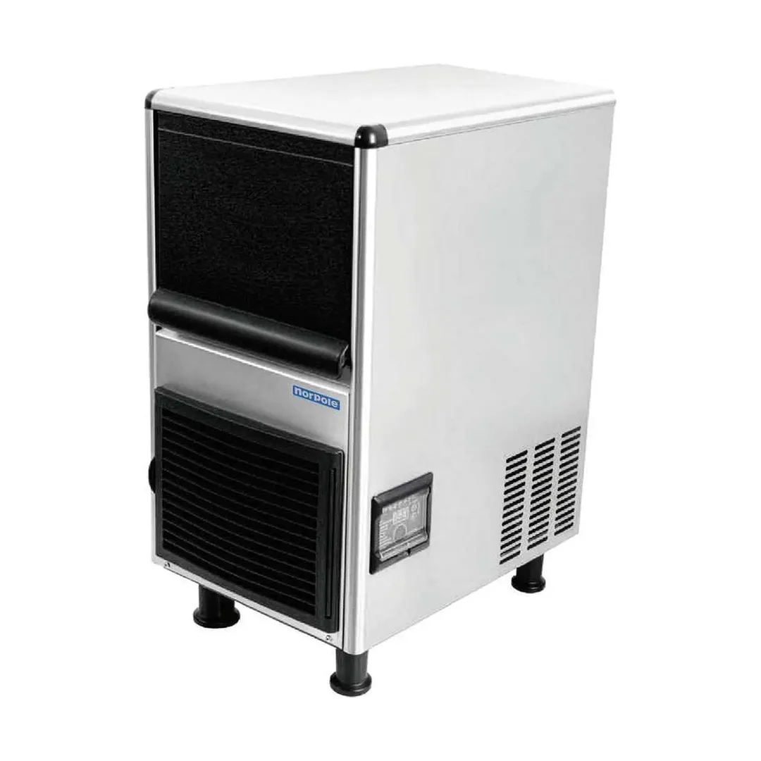 Norpole NPCIM90B 15" Air Cooled Full Cube 90 lb Undercounter Ice Machine with 33 lb Bin