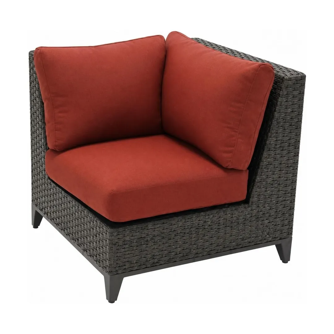 Plantation Prestige 8790100-015407 Savannah Outdoor Corner Section, Aluminum, Wicker, Henna Cushions