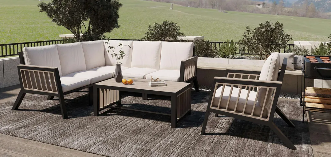 Plantation Prestige 8820100-0140433 Telluride Outdoor Corner Section, Matte Black Aluminum