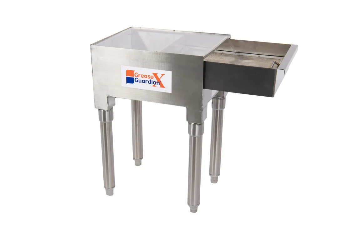Grease Guardian DS-1 Solids Trap – 25" Stainless Steel Strainer with Drawer, Microfilter, 2" Dual Outlet