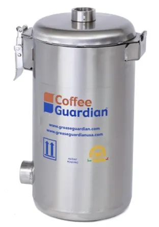 Grease Guardian ST2 MINI Coffee Filter, 14" Steel, 1.8+ lb Capacity, 3/4" Pipe Couplings