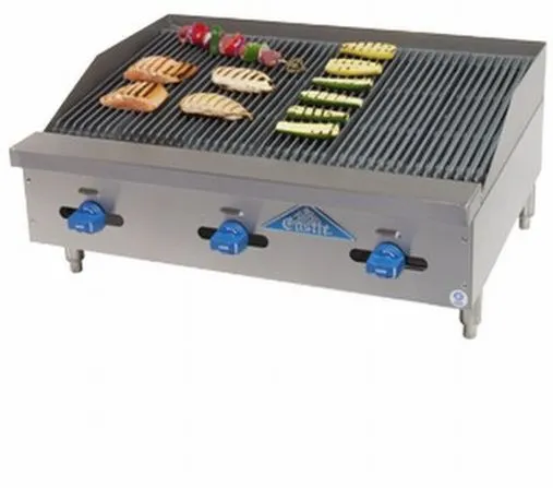 Comstock-Castle 3236LB 36" Countertop Gas Lava Rock Charbroiler w/ (3) Burners, 90.000 BTU