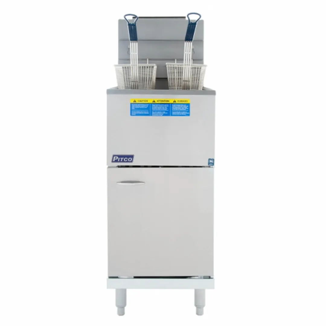 Pitco 35C+S Quick Ship Full Pot Floor Model Economy Gas Fryer w/ 35-40 lbs Capacity, 90.000 BTU