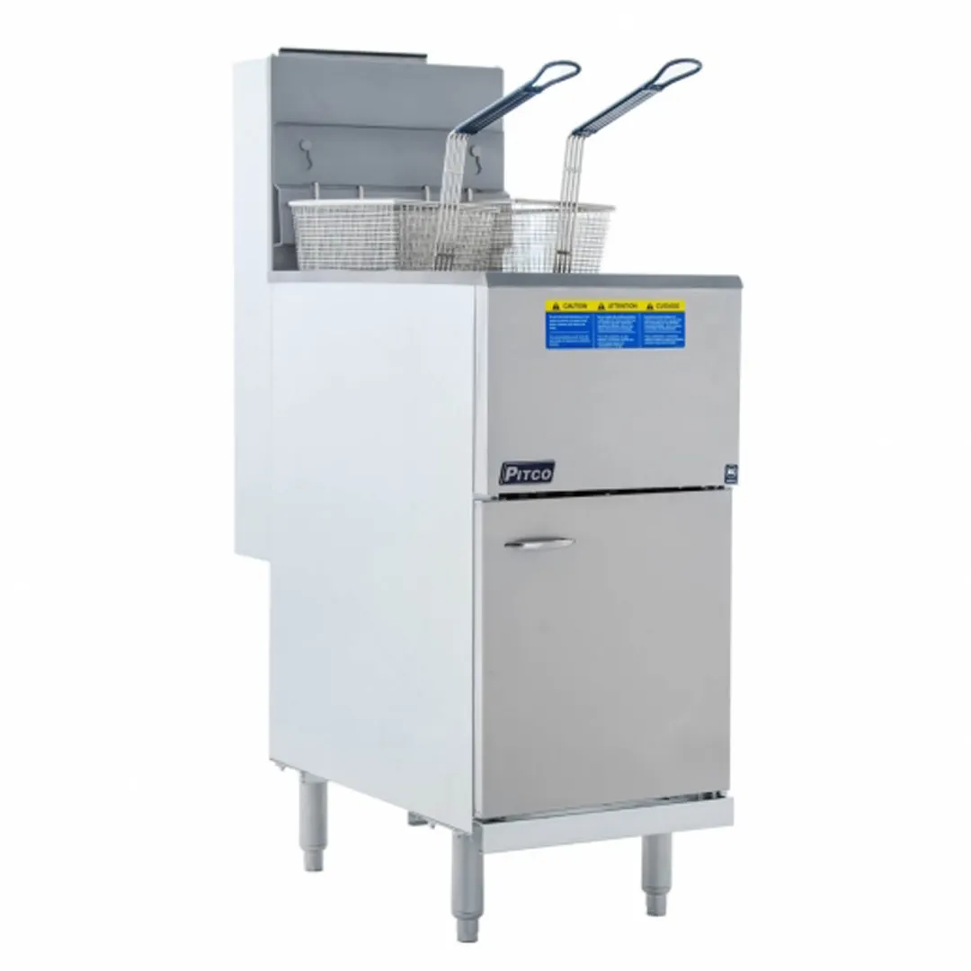 Pitco 35C+S Quick Ship Full Pot Floor Model Economy Gas Fryer w/ 35-40 lbs Capacity, 90.000 BTU