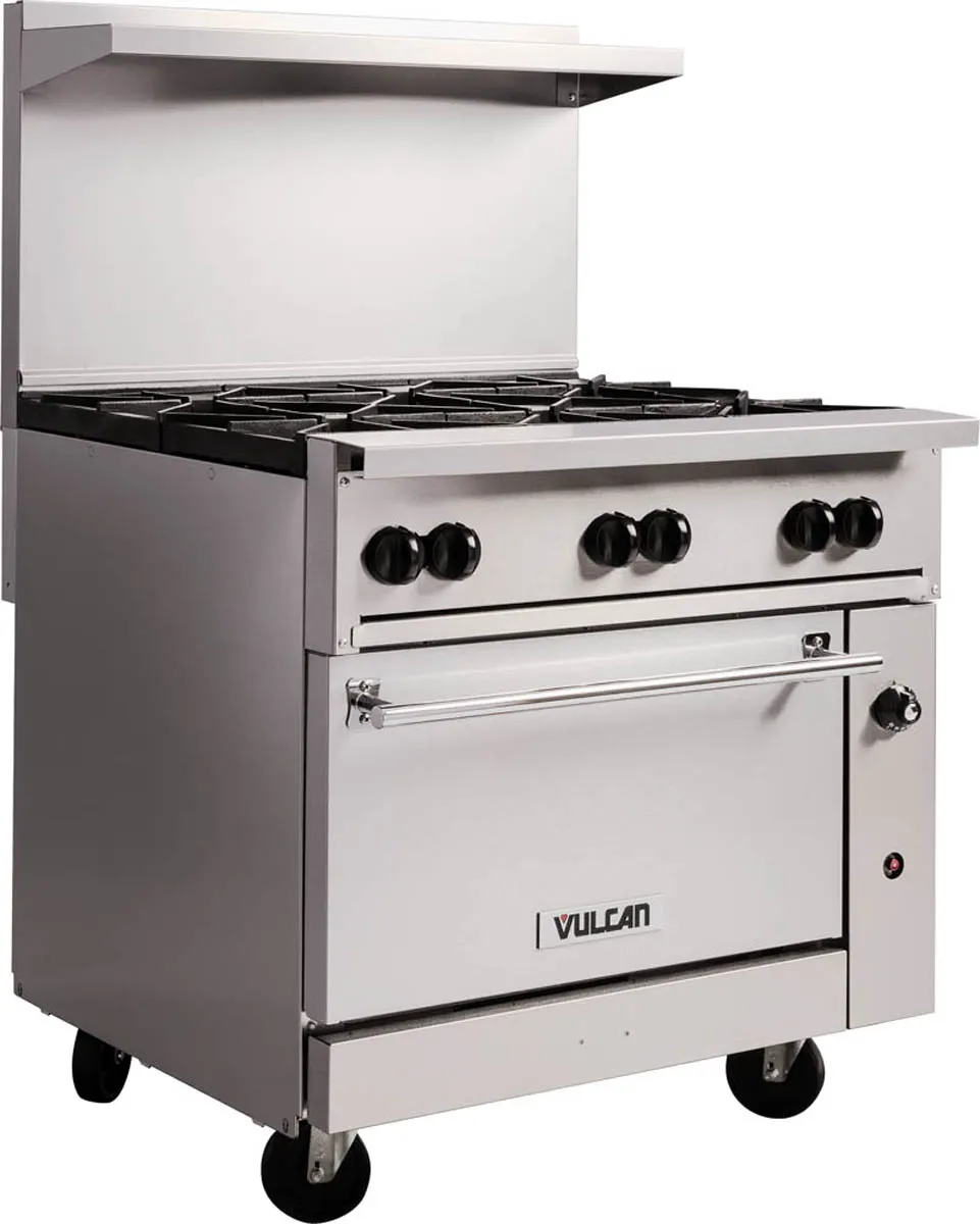 Vulcan 36S-6BN 36" Natural Gas Restaurant Range w/ (6) Burners, (1) Standard Oven, 215.000 BTU
