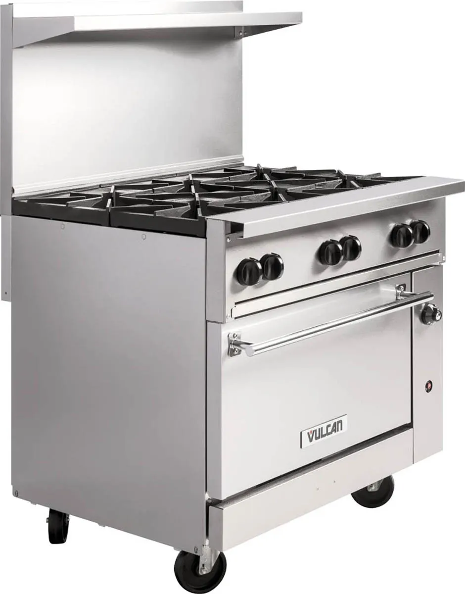 Vulcan 36S-6BN 36" Natural Gas Restaurant Range w/ (6) Burners, (1) Standard Oven, 215.000 BTU