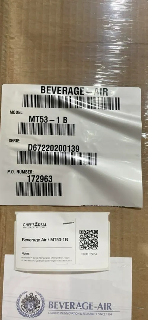 Beverage Air MT53-1B 54" Two Section Marketeer Swing Glass Door Merchandiser in Black, 41.66 cu. ft. - Open box